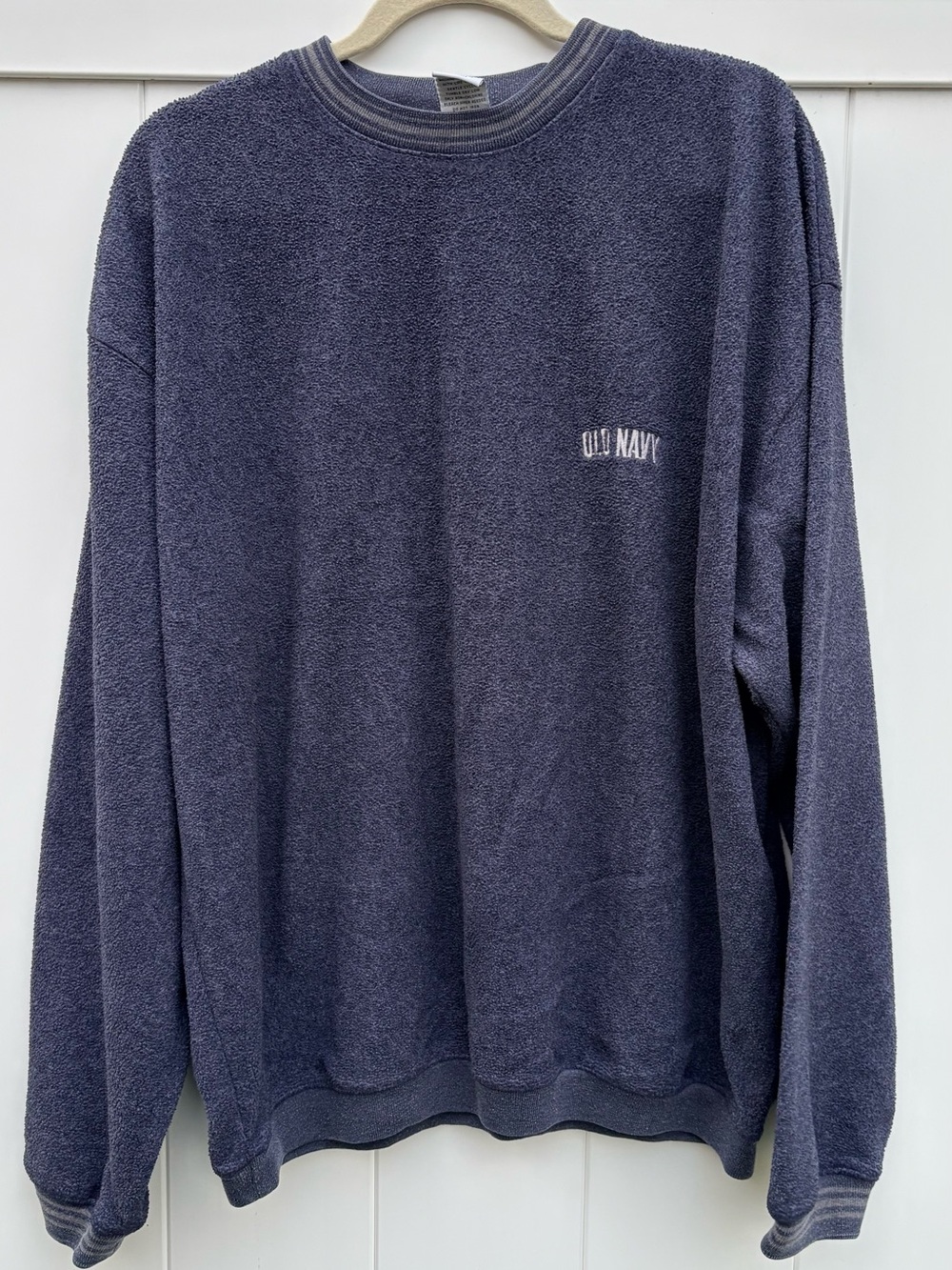 Vintage OLD NAVY ringer navy fleece crewneck sweatshirt- size XL